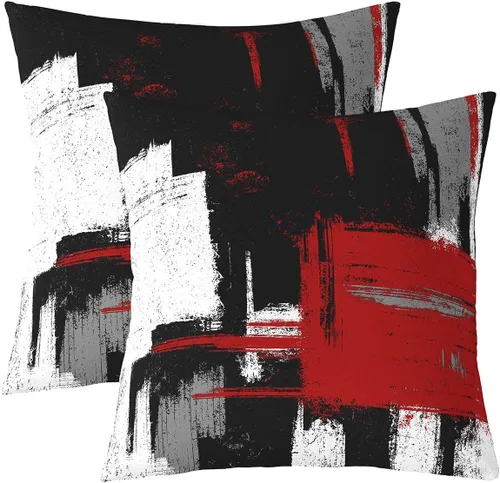 Miniatura 10 de Juego de 2 fundas de almohada abstractas de 16 x 16 pulgadas para niños, niñas, adolescentes, decoración de dormitorio, moderna a rayas, decoración