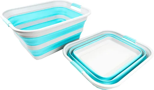 Miniatura 2 de SAMMART Cesta plegable de plástico para la ropa sucia de 42 litros – Contenedor de almacenamiento plegable y organizador – Tina de lavado portátil