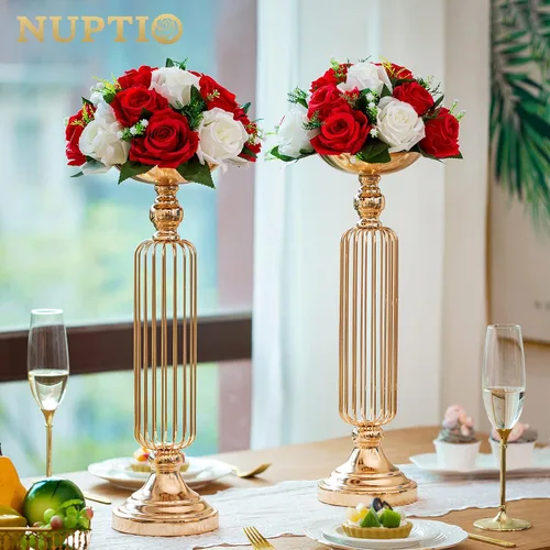 Miniatura 8 de NUPTIO Paquete de 6 arreglos de bolas de flores artificiales, 15 cabezas de rosas de plástico con base, adecuado para soporte de flores para centros
