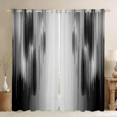 Miniatura 22 de jejeloiu Cortinas rojas y negras para dormitorio (2 paneles, 38 x 45 pulgadas) con líneas geométricas de rayas 30% a 50% cortinas opacas para niños