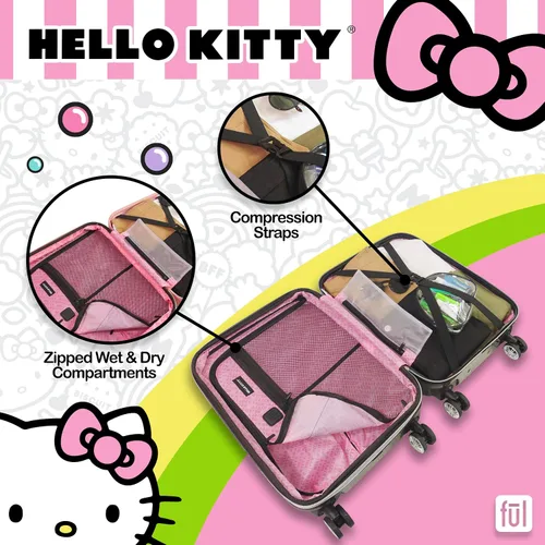 Miniatura 5 de FUL Hello Kitty - Maleta de mano rígida con ruedas giratorias, Negro -, Hello Kitty - Maleta de mano rígida con ruedas giratorias