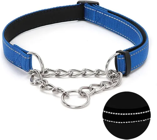 Miniatura 8 de Martingale - Collar para perro con cadena de acero inoxidable, collar reflectante de nailon acolchado suave ajustable, cadena resistente sin Púrpura