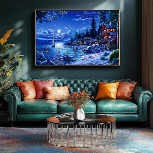 Miniatura 4 de Moonlit Lakeside Retreat - Rompecabezas de 1000 piezas para adultos, rompecabezas divertidos para adultos, 1000 piezas con impresión HD y póster