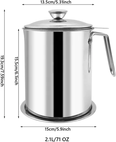 Miniatura 4 de Contenedor de grasa de tocino con colador, colador de grasa de 1.3 L y recipiente con tapa a prueba de polvo, almacenamiento de filtro de aceite