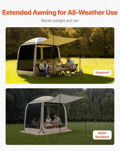 Miniatura 6 de VEVOR Tienda de campaña emergente con pantalla, 6 x 6 pies, carpa con pantalla de 6 lados para 4-6 personas con toldo extendido, toldo con pantalla