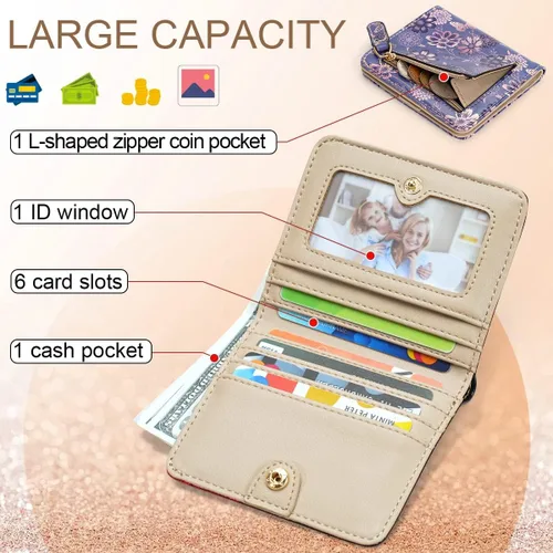 Miniatura 2 de APHISON Billetera para mujer, delgada y pequeña, cartera RFID para mujer, 11-0104, Moda