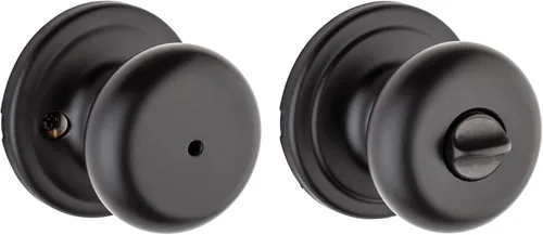 Kwikset Hancock - Pomo de puerta interior de privacidad con cerradura, manija de puerta para baño y dormitorio, perilla de puerta con cerradura
