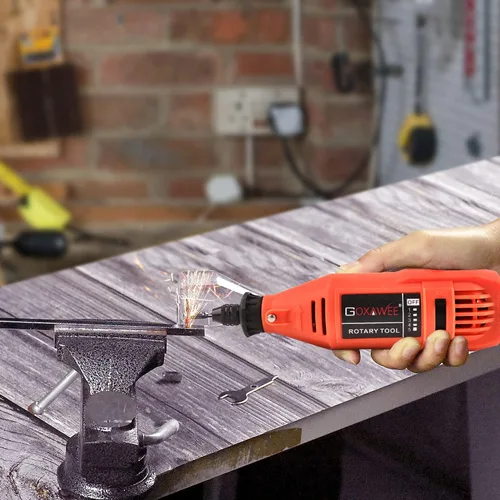 Miniatura 5 de GOXAWEE Kit de herramientas rotativas con portabrocas sin llave y eje flexible, herramienta eléctrica multiusos de velocidad variable y 140