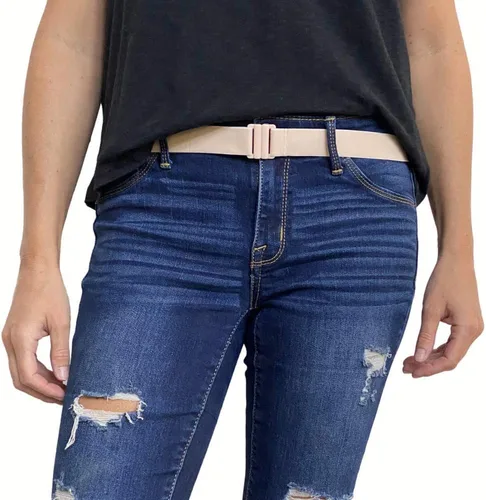 Miniatura 159 de Cinturón elástico ajustable – Cinturones para mujer, cinturón de cintura antideslizante, sin mostrar hebilla plana para mujer