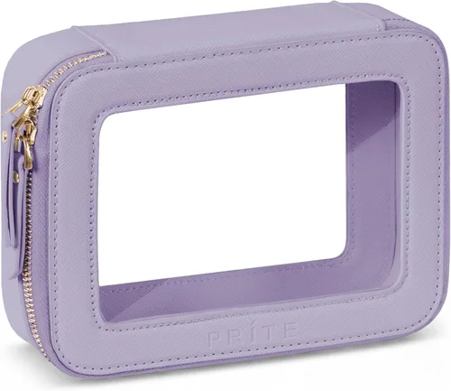 Miniatura 19 de Prite Bolsa de maquillaje transparente, estuche organizador de cosméticos, bolsa de aseo de viaje impermeable, bolsa para el cuidado de la piel