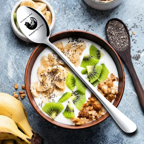 Miniatura 6 de Cuchara de café para gatos, divertida cuchara de acero inoxidable 304, cucharas de postre para gatos amantes de los gatos, mujeres, novia, regalo