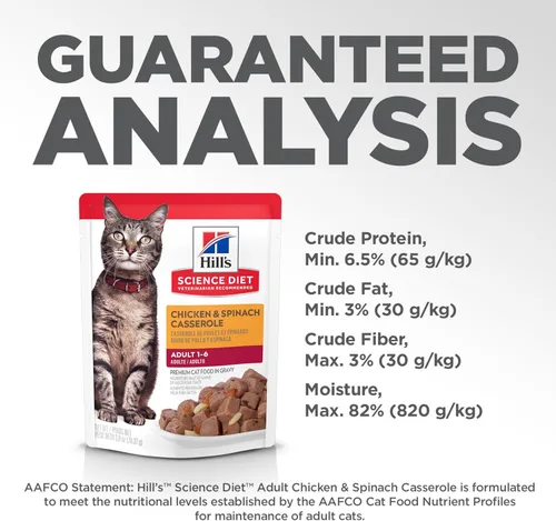 Miniatura 10 de Hill's Science Diet Adulto 1-6, Adulto 1-6 Premium Nutrition, Comida húmeda para gatos, estofado de cazuela de pollo, bolsa de 2.8 onzas, caja de 24