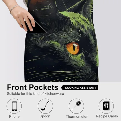 Miniatura 5 de MUSM Apron for Adults - 27.6 X 31.5 Inch, Heavy-Duty Polyester Aprons with Two Large Pockets, Waterproof Peeping on The Wall Kitchen Apron for