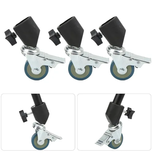 Miniatura 5 de Yctze Juego de 3 ruedas giratorias de 0.866 in para fotografía, soporte de luz, estudio de fotos, soporte de luz de iluminación, ruedas giratorias
