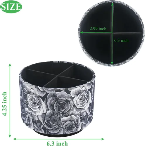 Miniatura 2 de Organizador redondo de cuero para suministros de arte, soporte para control remoto, rotación de 360 grados, soporte multifuncional para lápices, 4