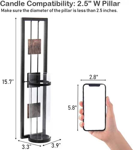 Miniatura 2 de Solución de Estanterías Aplique de Pared Soporte de Velas de Metal para Decoración de Pared para Sala de Estar, Baño, Comedor, Juego de 2