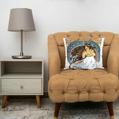 Miniatura 3 de 3dRose Mucha - Muse of Music - Funda de almohada, 16 x 16 pulgadas (pc_171470_1)