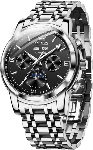 OLEVS Relojes automáticos para hombre, esqueleto mecánico, de lujo, a la moda, reloj de pulsera luminoso impermeable