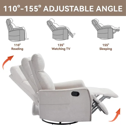 Miniatura 4 de Silla reclinable con masaje y calor, silla reclinable giratoria con respaldo alto, sillones reclinables manuales Lazy Boy para adultos, silla