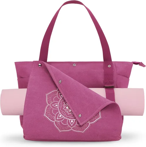 Miniatura 14 de Gonex Bolsa para Esterilla de Yoga, Bolsa de Gimnasio Tipo Tote con Múltiples Bolsillos para Mujeres y Hombres, Portaesterillas de Yoga de Lona