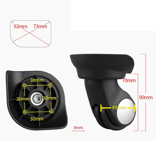 Miniatura 13 de Zoofen Ruedas de equipaje de repuesto para maleta, color negro, ruedas de repuesto para maleta con 4 agujeros para tornillos (Z-293)