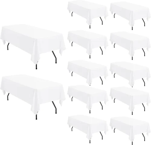 Miniatura 34 de Pesonlook - Paquete de 12 manteles rectangulares de 60 x 102 pulgadas, color beige, para mesas rectangulares de 6 pies, mantel de tela lavable