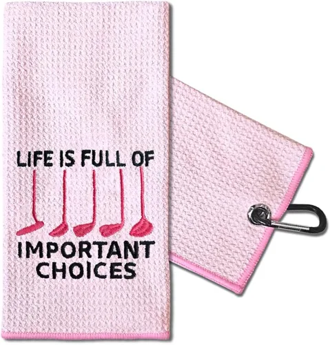 Miniatura 9 de TOUNER Just A Girl Who Loves Golf Toalla bordada para bolsas de golf con clip, divertidos regalos de golfista rosa para tía, novia, hermana, rosa081