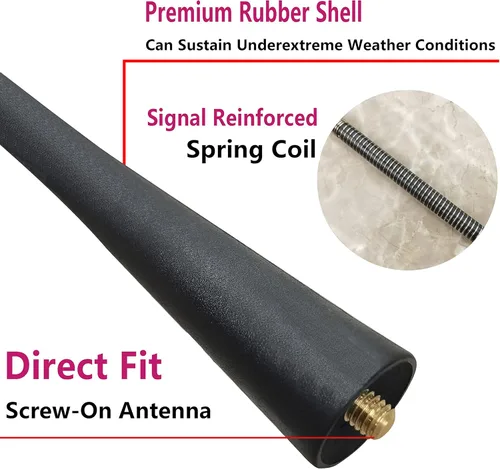 Miniatura 6 de Antena de goma para Toyota Yaris (2006-2018), antena Toyota Yaris – 7 pulgadas prueba de lavado de coche, bobina de cobre interna reemplazo