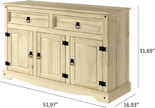 Miniatura 2 de Furniture Dash Armario de almacenamiento de madera maciza de 51.9 pulgadas de ancho, 16.9 pulgadas de profundidad, 31.7 pulgadas de alto, aparador