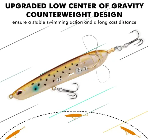 Miniatura 5 de TRUSCEND PoPobait con ganchos BKK, señuelos de pesca para lubina, lucio, lucio, perca almizclada, señuelo flotante para agua dulce o salada