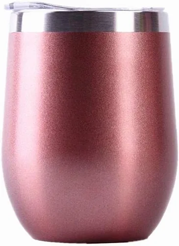 Miniatura 23 de Copas de vino de acero inoxidable, vaso aislado de doble pared con tapa para vino, café, bebidas, champán, cócteles (acero inoxidable)