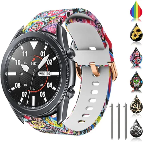 Miniatura 16 de Correa de reloj floral de 0.866 pulgadas compatible con Samsung Galaxy Watch 3 de 1.772 pulgadas/Gear S3 Frontier/Classic, correa de silicona