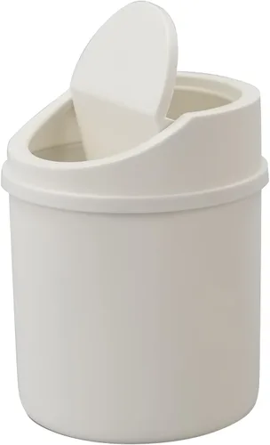 Miniatura 11 de Bote de basura de plástico de 2 L con tapa giratoria, pequeño cubo de basura con tapa giratoria, color rosa