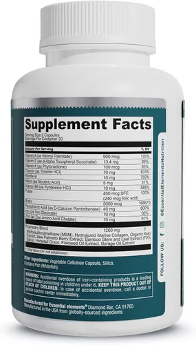 Miniatura 7 de Essential Elements Hair Hero - Vitaminas para el cabello para hombres - Soporte de amplio espectro con 5000 mcg de biotina - 60 unidades - 30