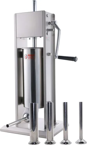 Miniatura 10 de Relleno de salchichas eléctrico comercial, de acero inoxidable, máquina de salchichas vertical de 12 litros/25 libras con 4 tubos S/S, relleno