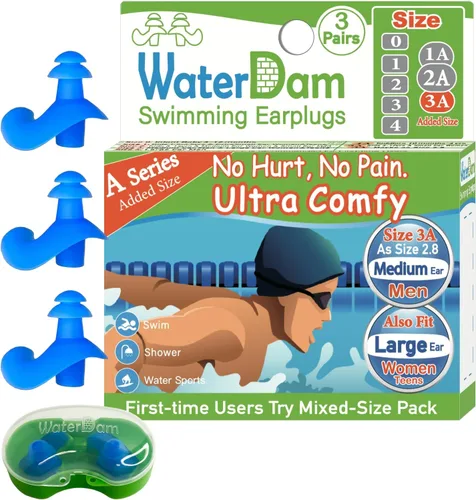 Miniatura 28 de WaterDam A-Series - Tapones de natación para los oídos, ultra cómodos, grandes, impermeables