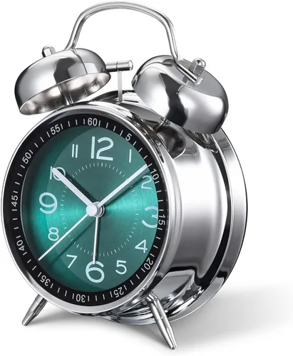 Miniatura 10 de Cadmos Reloj despertador fuerte para personas que duermen profundamente, retro de 10 cm, silencioso, sin tic-tac, de cuarzo, con retroiluminación