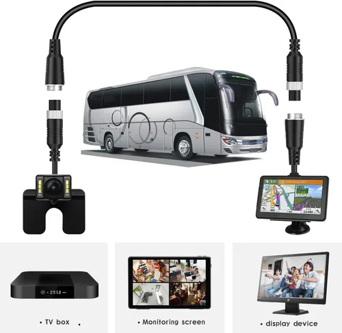 Miniatura 2 de EKYLIN Cable de extensión de video de coche de 16 pies y 16.4 ft, 4 pines, resistente al agua, a prueba de golpes, para cámara de visión trasera