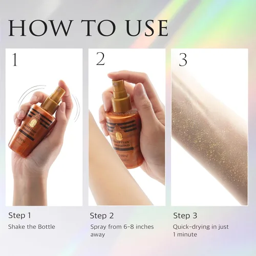 Miniatura 7 de Egyptian Diamond - Purpurina en aerosol para cuerpo y cabello, fácil de aplicar, hidratante, libre de crueldad animal, regalo ideal para mujeres