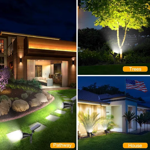 Miniatura 7 de Luces solares para exteriores impermeables, 36 LEDs 1000LM Focos solares ajustables para exteriores, iluminación de paisaje 2 en 1 alimentada por