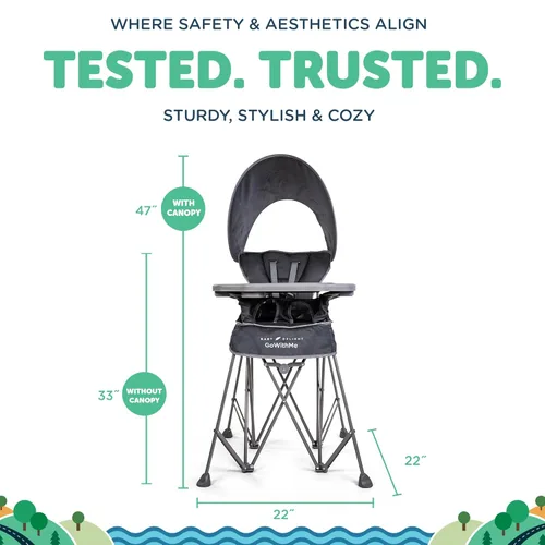 Miniatura 4 de Baby Delight Go with Me Uplift Silla alta portátil de lujo, toldo para el sol, interior y exterior, color gris
