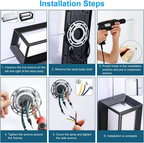 Miniatura 10 de ledmo Luces de Pared para Exteriores 1800Lm Luz Moderna para Porche al Aire Libre 6000K Iluminación Brillante Negra Accesorio de Iluminación