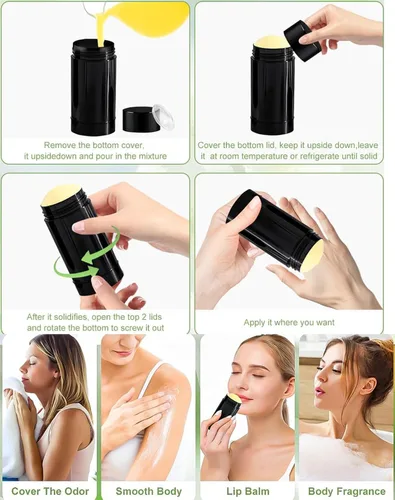 Miniatura 8 de Paquete de 10 recipientes de desodorante vacíos con barra de llenado de plástico para desodorante, tubo de bálsamo labial, tubos desodorantes