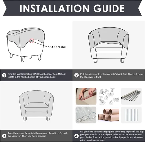Miniatura 6 de HOTNIU Funda para silla de club, fundas para sillas de bañera para sillones, funda de sillón de alta elasticidad, protector de muebles para sala