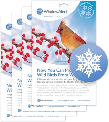 Miniatura 29 de WindowAlert Cobertura Anticolisión de Copo de Nieve - Adhesivo de Ventana UV-Reflectante para Proteger a las Aves Silvestres de Colisiones contra