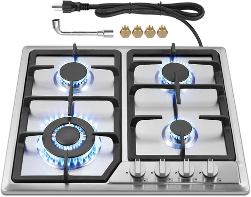 Miniatura 11 de Estufa de gas superior de 4 quemadores de 24 pulgadas, estufa de gas de vidrio incorporada, estufa convertible de gas neutro propano, estufa
