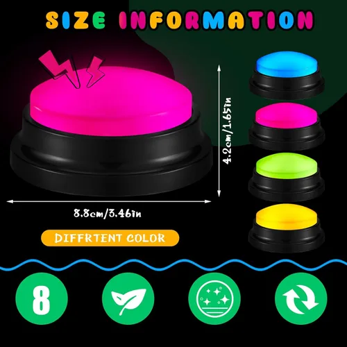 Miniatura 3 de Honoson Paquete de 8 botones de respuesta grabables, botones de sonido programables personalizables, divertidos regalos de cumpleaños para familia
