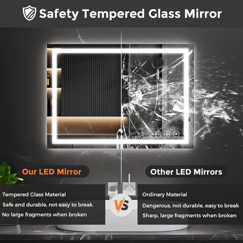 Miniatura 4 de Koonmi - Espejo de baño LED de 20 x 28 pulgadas, retroiluminación + iluminación frontal, espejo de baño LED con luces para pared, 3