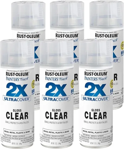 Rust-Oleum 334029-6PK Painter's Touch 2X Ultra Cover Pintura en Aerosol, 12 oz, Transparente Brillante, Paquete de 6