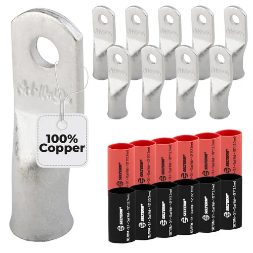 Miniatura 275 de SELTERM 5 piezas terminales de cable de cobre estañado 1/0 AWG perno de 1/2", extremos de cable de batería, terminales de anillo, conectores